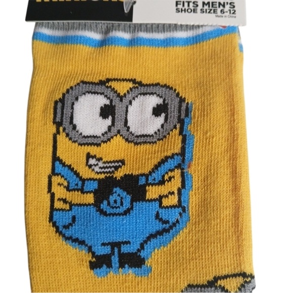 Yellow and Blue Casual Crew Socks with Cartoon Design - Picture 2 of 8